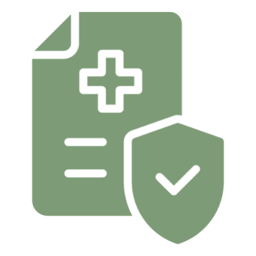 Medical document with shield icon.