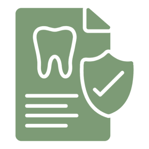 Dental document with shield and checkmark.